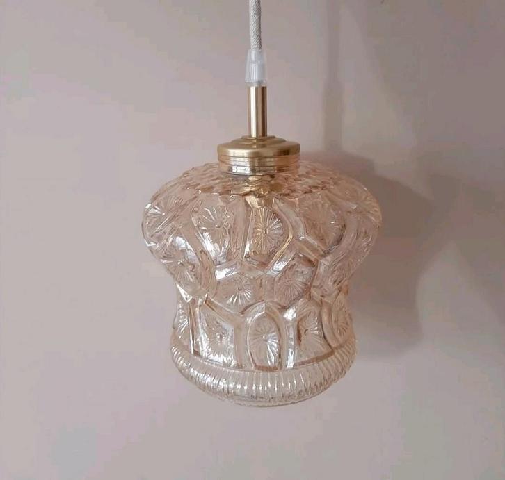 Vintage bubble hanglamp | Vintage bol amberkleur jaren 60, Huis en Inrichting, Lampen | Hanglampen, Minder dan 50 cm, Ophalen of Verzenden