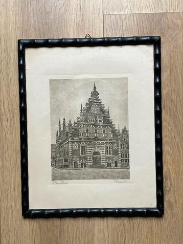 Ingelijste ets Vleeshal Haarlem beschikbaar voor biedingen