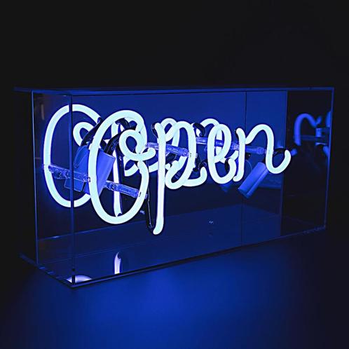 Neon verlichting OPEN (blauw), Verzamelen, Merken en Reclamevoorwerpen, Nieuw, Lichtbak of (neon) lamp, Ophalen of Verzenden