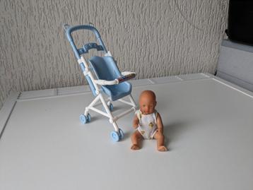 Mini Baby Born popje in wandelwagen voor bij poppenhuis 🏠