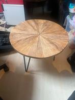 Ronde houten bijzettafel met zwarte poten, Ophalen, Minder dan 45 cm, Minder dan 55 cm, Rond