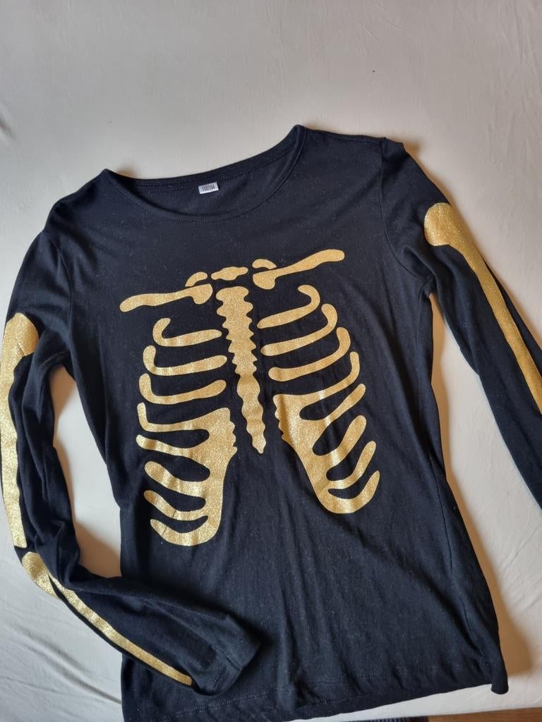 Longsleeve halloween carnaval geraamte maat 158/ 164, Kinderen en Baby's, Kinderkleding | Maat 158, Zeeman, Gebruikt, Ophalen of Verzenden