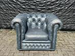 Chesterfield club fauteuil jeans blauw, Ophalen of Verzenden, Gebruikt, 75 tot 100 cm