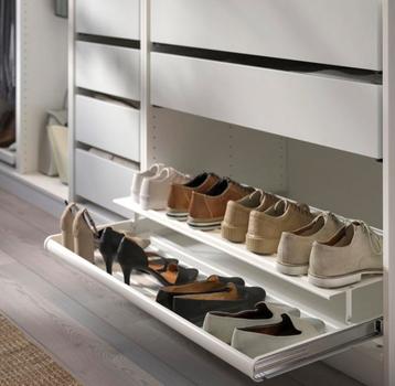 2x Ikea Komplement uittrekbaar schoenenrek wit 100x58 cm Pax - afbeelding 1