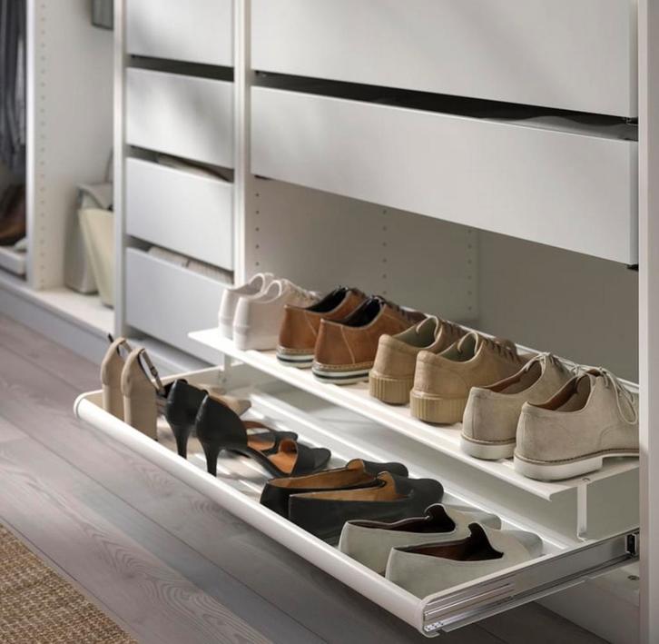 2x Ikea Komplement uittrekbaar schoenenrek wit 100x58 cm Pax, Huis en Inrichting, Kasten | Schoenenrekken, Zo goed als nieuw, Ophalen