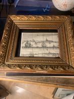 Oude prent in vergulde lijst, Ophalen of Verzenden