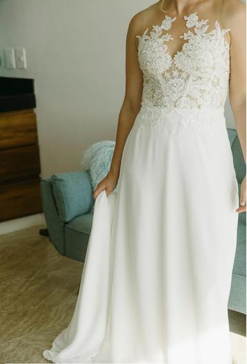  Illusion Lace Ivory Wedding Dress (Size 36) beschikbaar voor biedingen