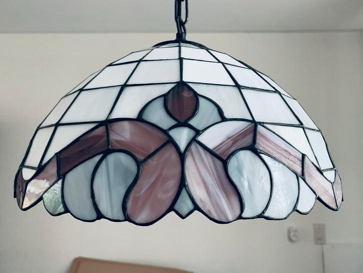 Tiffany Hanglamp - Glas in Lood - Sfeervol, Huis en Inrichting, Lampen | Hanglampen, Zo goed als nieuw, Minder dan 50 cm, Glas