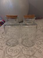 Glazen voorraadpotten met kurk deksel, Ophalen, Schaal, Rond, Glas