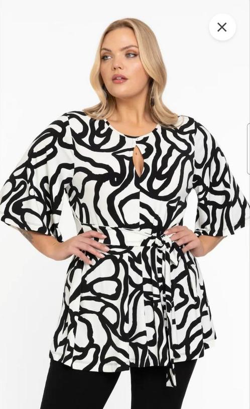 Yoek tuniek L 46-48, Kleding | Dames, Grote Maten, Zo goed als nieuw, Blouse of Tuniek, Zwart, Ophalen of Verzenden