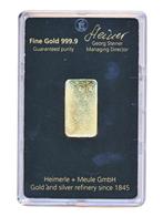 Goud baar 10 gram Heimerle + Meule, Ophalen of Verzenden, Goud