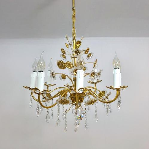 Palwa vintage design floral kroonluchter mid century, Huis en Inrichting, Lampen | Kroonluchters, Gebruikt, Glas, Metaal, Ophalen of Verzenden