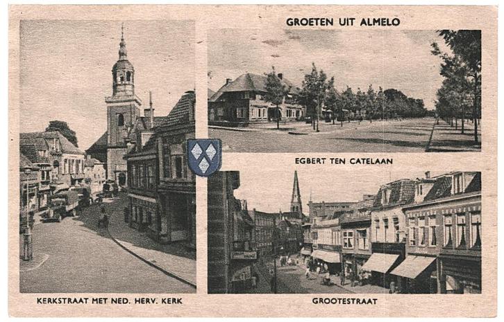 910502	Almelo	Ov 1947	Gelopen met Postzegel, Verzamelen, Ansichtkaarten | Nederland, Gelopen, Overijssel, 1940 tot 1960, Ophalen of Verzenden