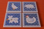 Set van 4 retro vintage tegel onderzetters met dierendecors, Ophalen of Verzenden, Zo goed als nieuw
