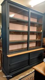 Landelijke buffetkast teak antraciet oud rose grutterskast, Huis en Inrichting, 200 cm of meer, 150 tot 200 cm, Ophalen of Verzenden