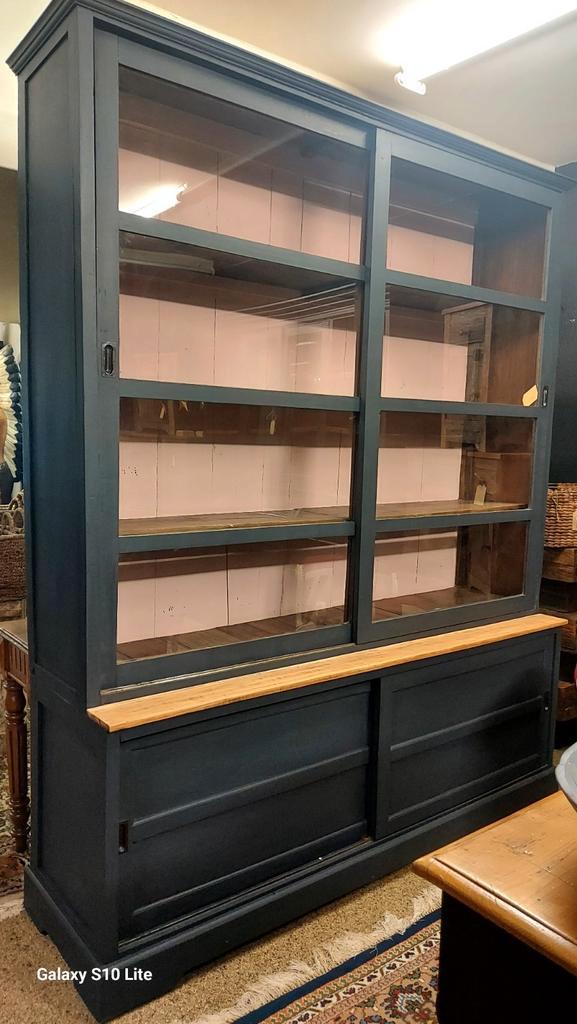 Landelijke buffetkast teak antraciet oud rose grutterskast, Huis en Inrichting, Kasten | Buffetkasten, Zo goed als nieuw, 200 cm of meer