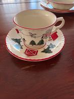 Mason christmas village theekop en schotel, Ophalen of Verzenden, Zo goed als nieuw, Porselein, Kop en/of schotel