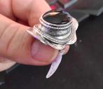 SILVER TONE NAVAJO ONYX RING - SIZE 18/18,5MM, Sieraden, Tassen en Uiterlijk, Ringen, Overige materialen, Verzenden, Nieuw, Kleiner dan 17