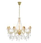 AANBIEDING | Kroonluchter met kralen 8 armen goud! GRATIS BE, Verzenden, Nieuw, Hout