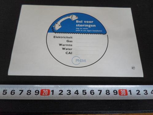 sticker PNEM  Bel voor storingen, Verzamelen, Stickers, Zo goed als nieuw, Bedrijf of Vereniging, Ophalen