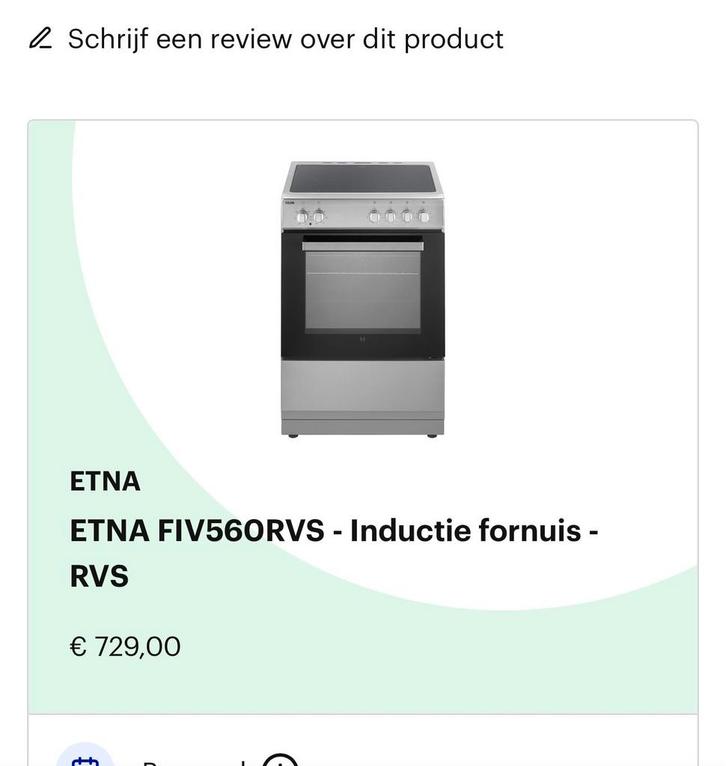 Etna Inductie Kookplaat met Oven, Witgoed en Apparatuur, Kookplaten, Zo goed als nieuw, Vrijstaand, Inductie, 4 kookzones, Ophalen of Verzenden