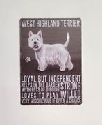 West Highland Terrier hond eigenschappen metalen reclamebord, Dieren en Toebehoren, Info@deconoord.nl, Deco Noord, Nieuw, Ophalen of Verzenden