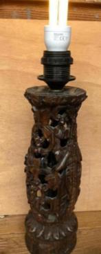 Indonesisch houtsnijwerk met lamp (jaren 50; hoog 35 cm), Antiek en Kunst, Ophalen of Verzenden