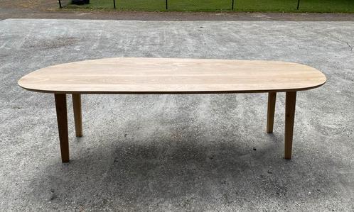 Eiken eettafel - organisch - kiezel, Huis en Inrichting, Tafels | Eettafels, Nieuw, 200 cm of meer, Vijf personen of meer, Ovaal
