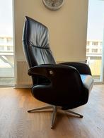 Zeer comfortabele leren lounge stoel, Huis en Inrichting, Stoelen, Ophalen, Zwart, Leer, Zo goed als nieuw