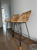 2 rotan barkrukken - zithoogte 66cm - riet barkruk, Huis en Inrichting, Barkrukken, Ophalen, Gebruikt, 60 tot 90 cm, Riet