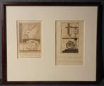 Twee etsen Nieuwjaarskaarten 1978 en 1979 door Toon Odijk, Antiek en Kunst, Kunst | Etsen en Gravures, Ophalen of Verzenden