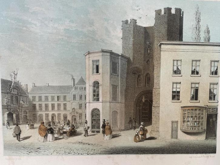 Litho - Stroobant - Ancien Chateaux de comtes de Flandres, Antiek en Kunst, Kunst | Etsen en Gravures, Ophalen of Verzenden