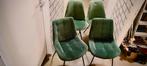 Comfort in Diepgroen Design set van 4 stoelen., Huis en Inrichting, Stoelen, Ophalen, Metaal, Gebruikt, Overige kleuren