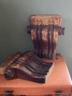 Brocante set oude houten ornamenten/consoles, Antiek en Kunst, Curiosa en Brocante, Ophalen of Verzenden