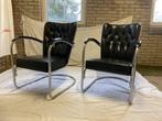 2 Dutch Originals Gispen 412 GE Fauteuils Zwart Leder, Huis en Inrichting, Fauteuils, Ophalen, Sales@dutchoriginals.com, 75 tot 100 cm