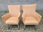 2x Label Foxxy fauteuil stoel Gerard v.d. Berg beige, Huis en Inrichting, Fauteuils, Ophalen, Gebruikt, Leer, Modern