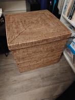 Grote rieten mand met deksel - Fijn pitriet, Ophalen, Mand, Vierkant, Zo goed als nieuw