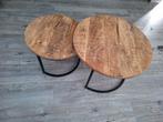 Zgan mangohout salontafels, Ophalen, 50 tot 100 cm, Rond, 50 tot 100 cm