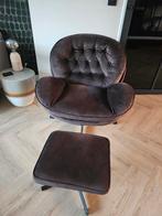 Fauteuil velvet stof. Donkerbruin. 360 graden draaibaar, Huis en Inrichting, Fauteuils, Ophalen of Verzenden, Zo goed als nieuw