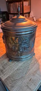 Antieke koperen kolenkit met deksel, Antiek en Kunst, Antiek | Koper en Brons, Ophalen of Verzenden, Koper