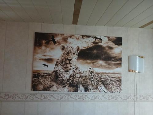 Canvas schilderij van een Luipaard, Huis en Inrichting, Woonaccessoires | Schilderijen, Tekeningen en Foto's, Zo goed als nieuw