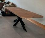 Eettafel met Hongaarse punt  eiken blad en stalen spinpoot, Huis en Inrichting, Tafels | Eettafels, Ophalen, 100 tot 150 cm, 200 cm of meer