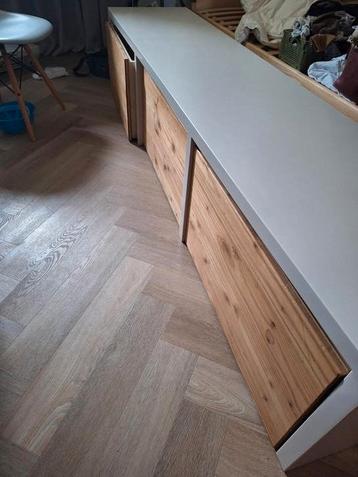 Bibelotte, lage ladenkast, wit met 3 houten lades op wieltje beschikbaar voor biedingen