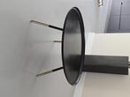 Matzwarte metalen salontafel met gouden poten, Huis en Inrichting, Tafels | Salontafels, Ophalen, Gebruikt, 50 tot 100 cm, Rond