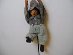 marionet houthakkerpop met bijl houten hoofd en handen 32cm, Verzamelen, Poppen, Ophalen of Verzenden, Zo goed als nieuw, Pop