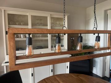 Industriële Hanglamp - Houten Frame beschikbaar voor biedingen