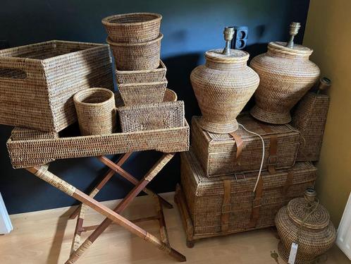Zware Kwaliteit Rieten/Rotan Woonset – Compleet & Uniek, Huis en Inrichting, Woonaccessoires | Overige, Zo goed als nieuw, Ophalen