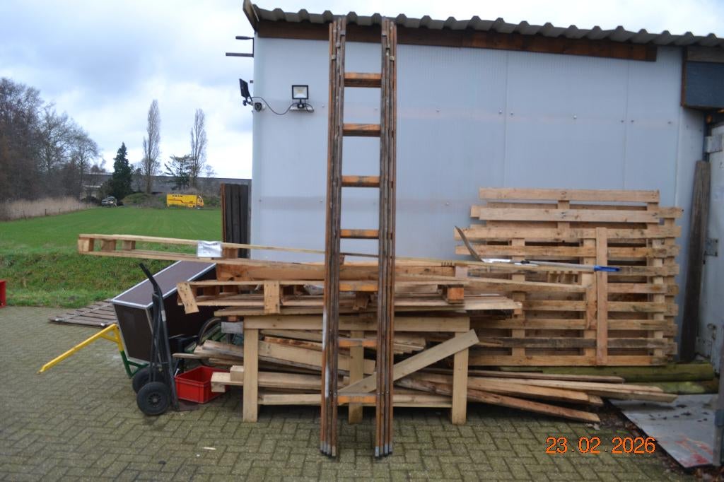 houten ladder, Ophalen, Gebruikt, Ladder, Opvouwbaar of Inschuifbaar