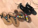 3 paar leren sandalen en teenslippers, maat 37 zgan, Ophalen of Verzenden, Zo goed als nieuw, Zwart, Sandalen of Muiltjes