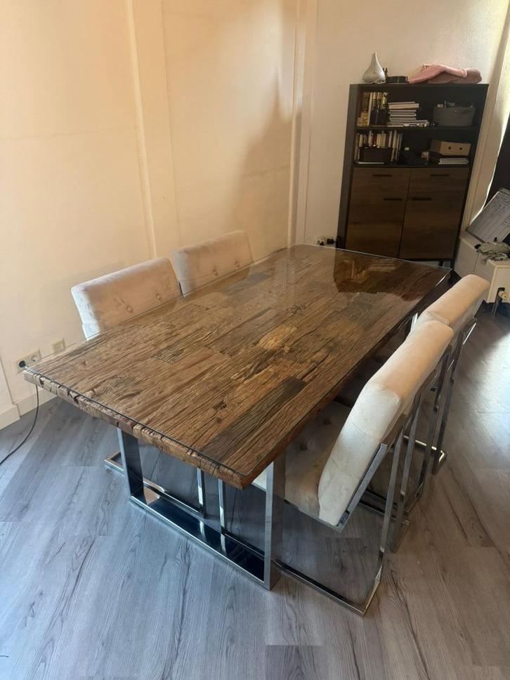 Richmond eettafel + stoelen, Huis en Inrichting, Complete eetkamers, Gebruikt, 4 tot 6 stoelen, Ophalen